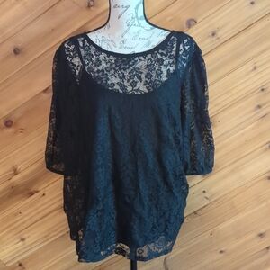 City Chic Elegant Black Lace Top